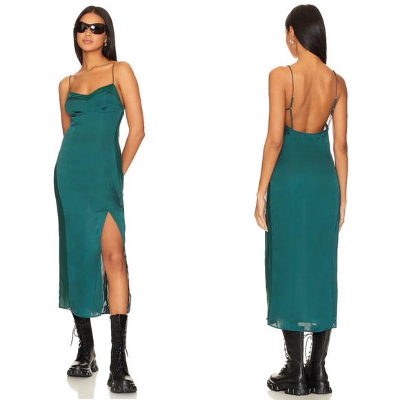 Free People Dresses & Skirts - NWT Free People City Cool Midi Slip Evergreen Revolve